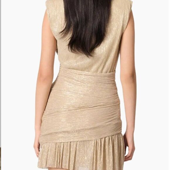 Maje Gold lame wrap top event dress size 40 (Large)  Repaired - Picture 6 of 15
